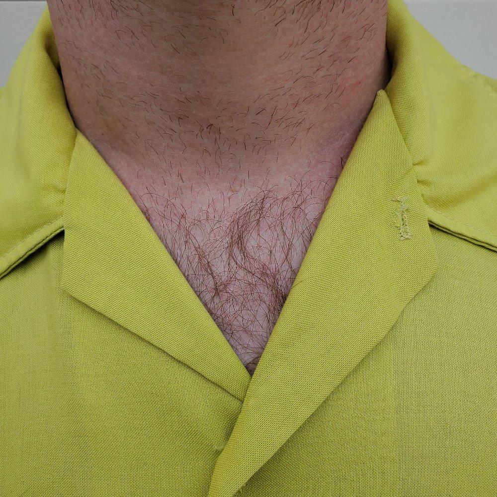 vintage 1960s yellow/green mens button up - Picture 5 of 7